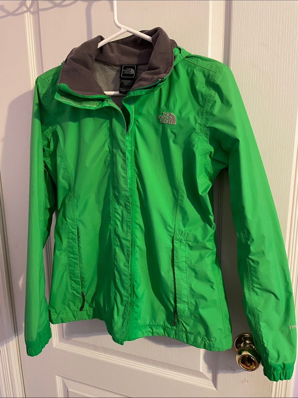 The North Face Women's Bright Green Shell Jacket with Gray Lining